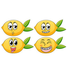 Set Of Facial Expression Vintage Style Lemon