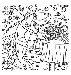 Chef Shark Coloring Page For Kids