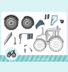 Cut And Glue A Cartoon Tractor