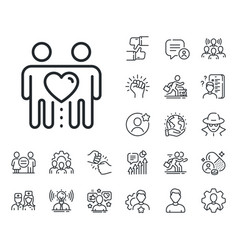 Friends Couple Line Icon Friendship Sign