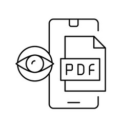 Reading Pdf File On Mobile Phone Line Icon