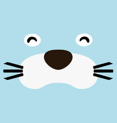 White Sea Lion Cartoon Face Simple Cute Animal