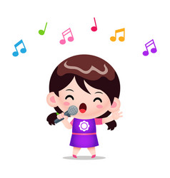 Expressive Singing Girl With Microphone In Hand