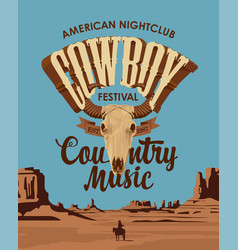 Poster For A Country Music With A Skull Of Bull