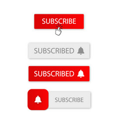 Set Of Subscribe Button With Bell Icon