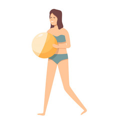 Athlete Girl With Ball Icon Cartoon Beach