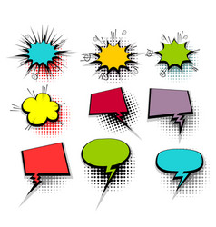 Funny set colored comic speech square bubbles Vector Image