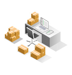 Isometric Concept Computer Desk Storing Warehouse