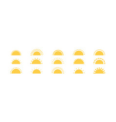 Sun Icon Set Sunrise Sunset Rays And Sunburst