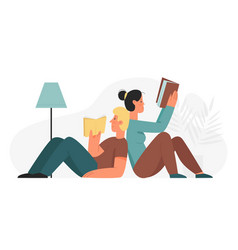 Couple Lying And Reading Book At Cozy Home