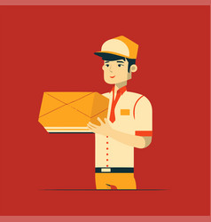 Delivery Man Holding Box Package Wearing Uniform