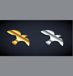 Gold And Silver Bird Seagull Icon Isolated