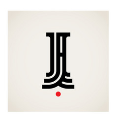 Letters J And A - Logotype With Waves And Red Dot