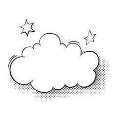 Comic Cloud With Halftone Shadow Blank Thought