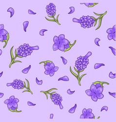 Lavender Branches With Flower Petals Background