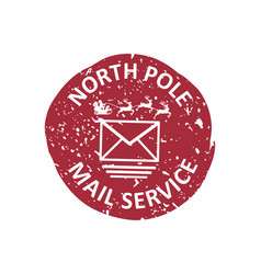 North Pole Mail Service Grunge Rubber Stamp Design