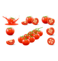 Set Of Red Tomatoes Isolated On White Background