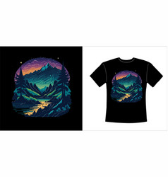 Sunset At The Mountains Landscape T-shirt Design