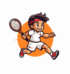 Tennis Player Cartoon Character Isolated