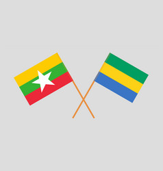 Crossed Flags Of Gabon And Myanmar