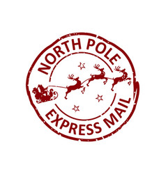 North Pole Express Mail Grunge Rubber Stamp Design