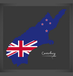 Canterbury New Zealand Map With National Flag