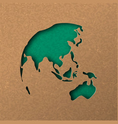 Green Papercut World Map With Australia And Asia