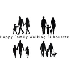 Happy Family Walking Silhouette Set