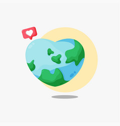 Heart Shaped Cartoon Earth Icon