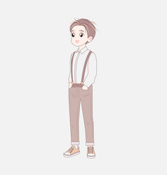 Korean Anime Style Boy Full Length Standing Asian