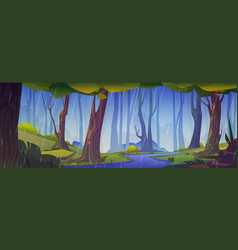 Rain In Fantasy Forest Cartoon Background