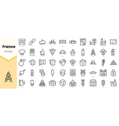 Set Of France Icons Simple Line Art Style Icons