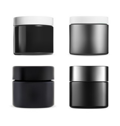 Black Cosmetic Cream Jar Set Face Care Beauty