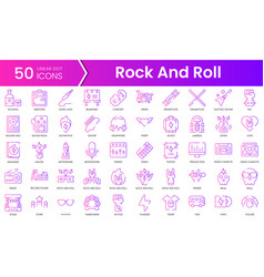 Set Of Rock And Roll Icons Gradient Style Icon