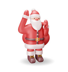 3d Santa Claus Character With Gift Bag