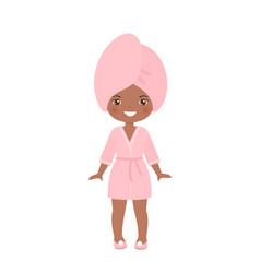 African American Girl Dressing In Bathrobe