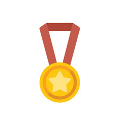 Gold Medal Degree Icon Flat Graduate