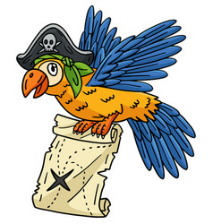 Pirate Parrot With Map Cartoon Colored Clipart