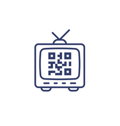 Old Tv And Qr Code Line Icon