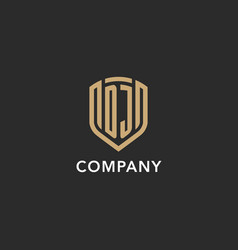 Luxury Dj Logo Monogram Shield Shape Monoline