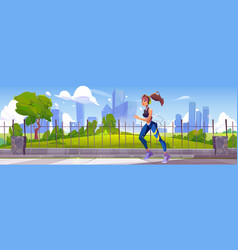 Woman Jogging In City Park Healthy Lifestyle