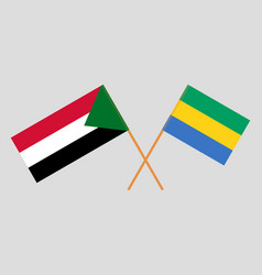 Crossed Flags Of Gabon And Sudan