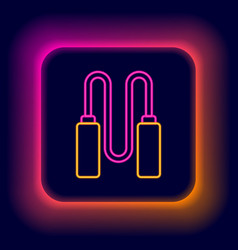 Glowing Neon Line Jump Rope Icon Isolated On Black