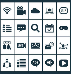 Internet Icons Set With Play Gif Sticker