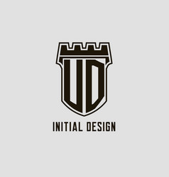 Monogram Ud With Shield Fortress Logo Design Style