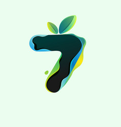 Number Seven Eco Logo With Green Leaves