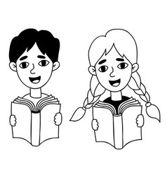 Schoolchildren Cute Boy And Girl With Book