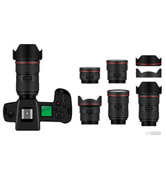 Set Of Realistic Dslr Photography Lens Isolated E