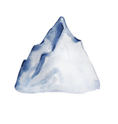 Watercolor Winter Blue Snow Mountain