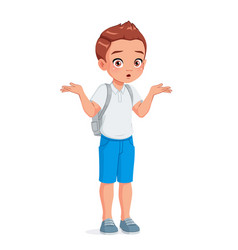 Confused School Boy Shrugging Shoulders Cartoon